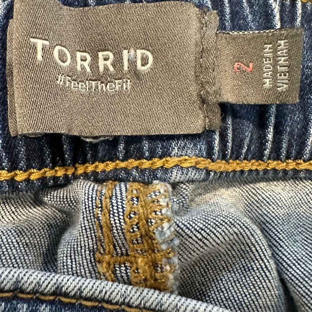Torrid Jeans Women Blue Weekend Wide Leg Crop Super Soft Drawstring Size 2 18W